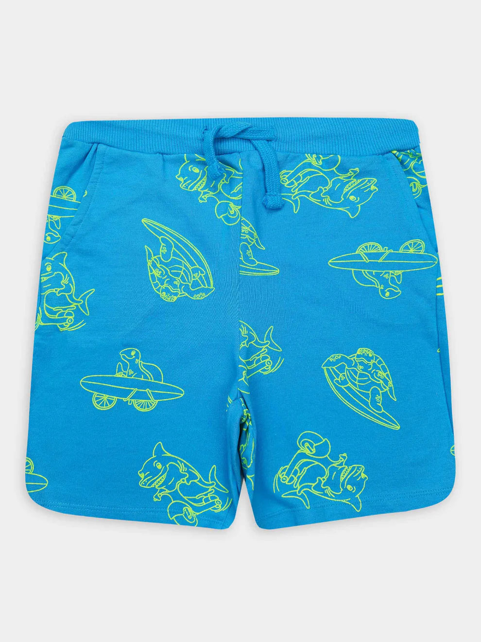 Boys Bright Blue Printed Shorts