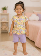 Floral Lavender Cotton Shorts Set