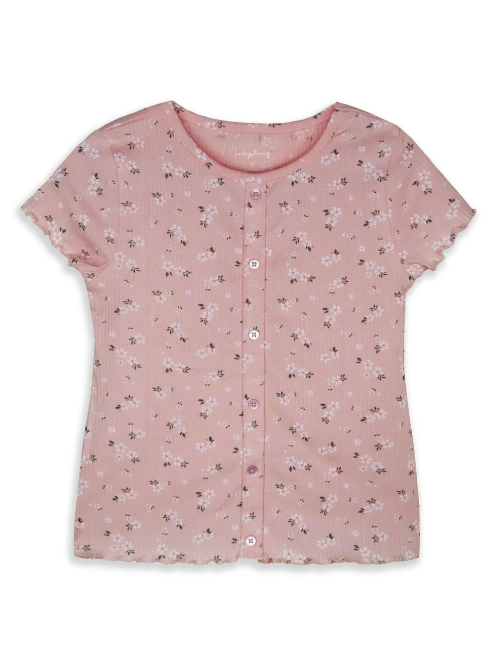 Girls Salmon Pink Floral Top