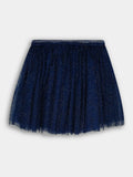 Girls Glitter Mesh Skirt - Navy Blue