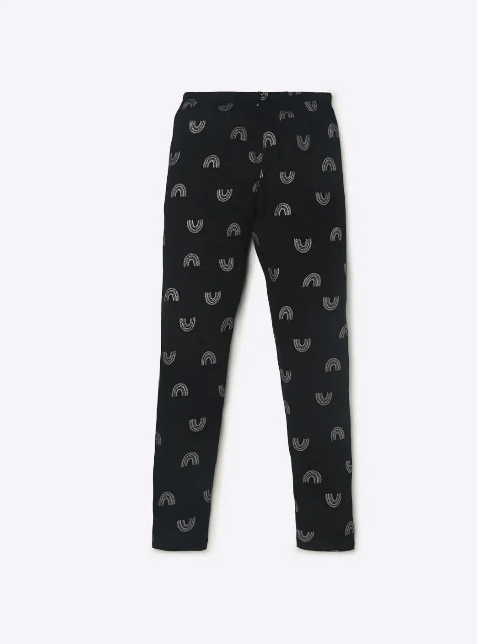 Girls Rainbow Glitter Legging – Black