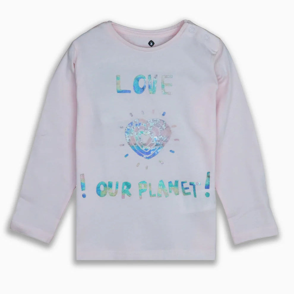 Soft Cotton Baby Pink Shiny Heart Tee