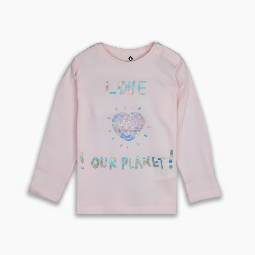 Soft Cotton Baby Pink Shiny Heart Tee