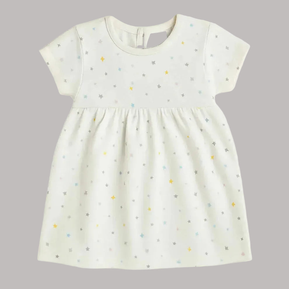 Soft Cotton Star Off White Dress