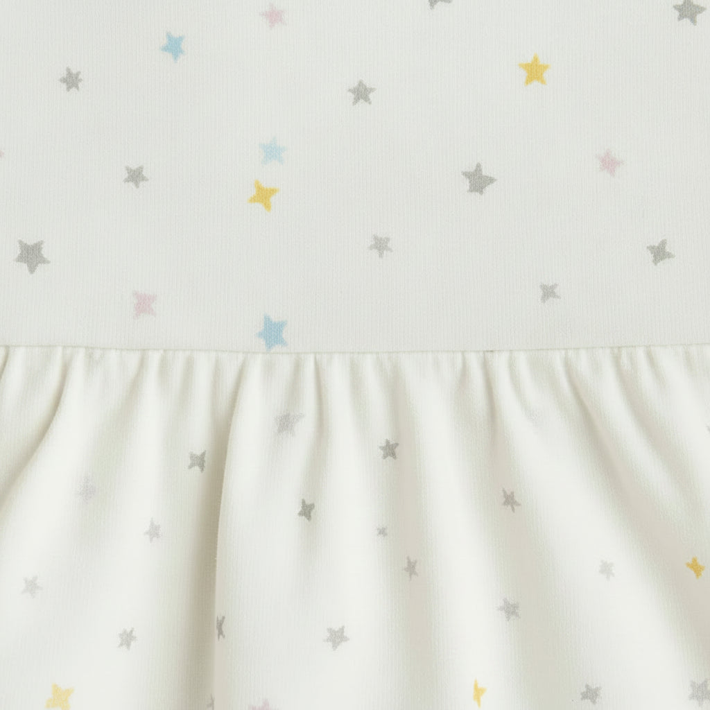 Soft Cotton Star Off White Dress