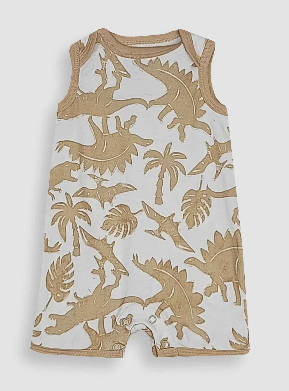 Brown Dino Cotton Playsuit