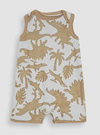 Brown Dino Cotton Playsuit
