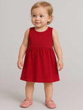 Soft Cotton Solid Red Dress