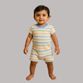 Blue and Yellow Stripes Cotton Playsuit