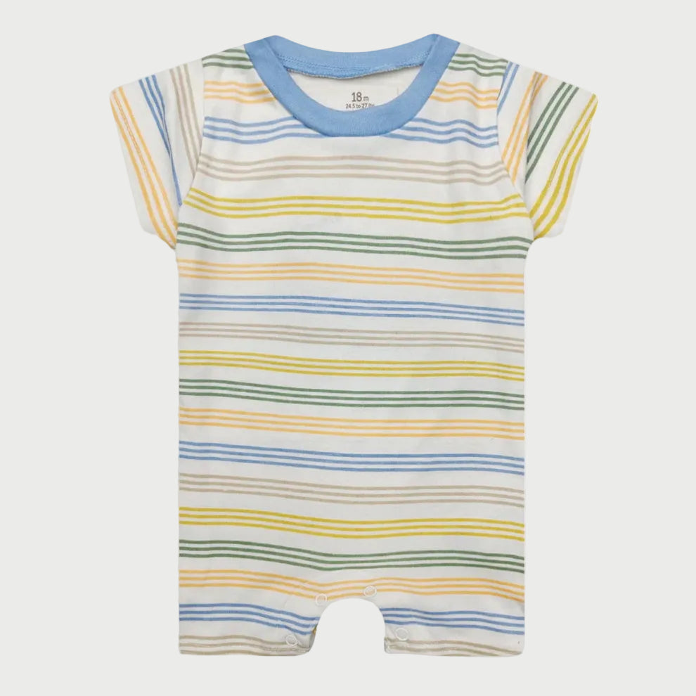 Blue and Yellow Stripes Cotton Playsuit