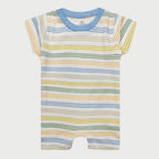 Blue and Yellow Stripes Cotton Playsuit