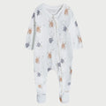 Soft Cotton Starry White Double Zip Sleepsuit