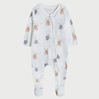 Soft Cotton Starry White Double Zip Sleepsuit
