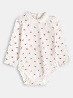 Soft Cotton Floral Onesie with Peter Pan Collar