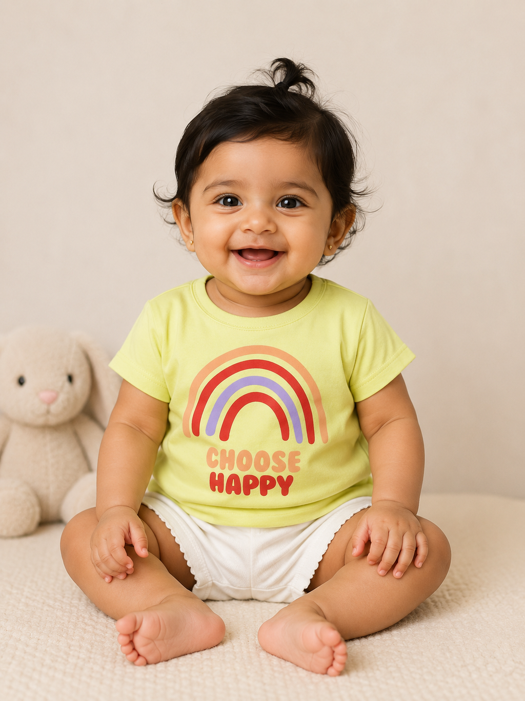 Soft Cotton Bright Yellow Rainbow Tee