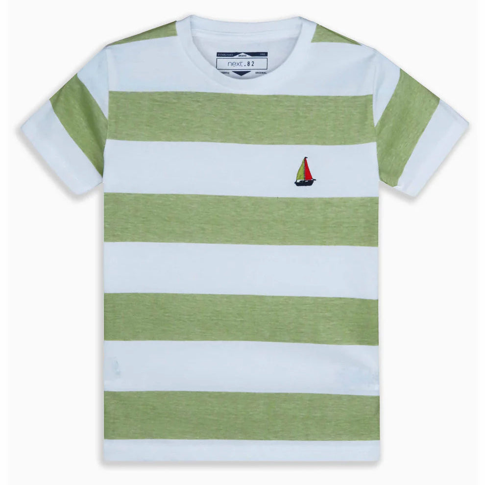 Green Striped Cotton Tee