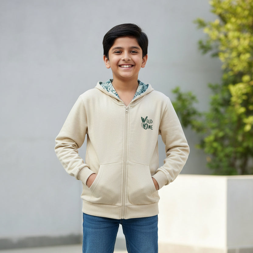 Soft Beige Cotton Hoodie