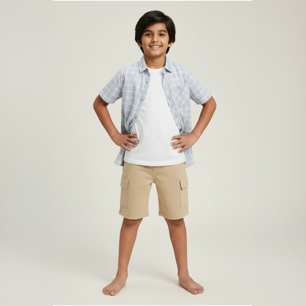 Beige Cargo Cotton Shorts