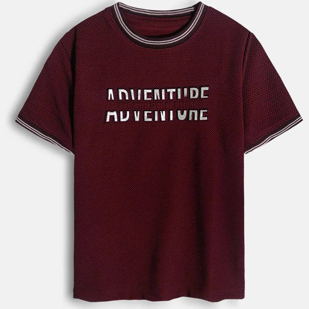 Maroon Jacquard Tee