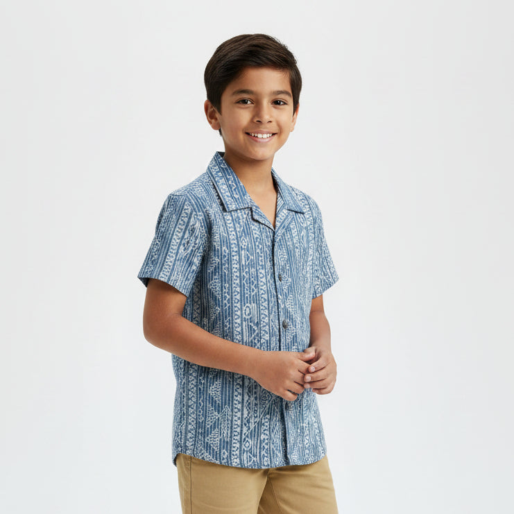Soft Blue Jacquard Shirt