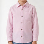 Pink and White Striped Woven Shirt