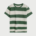 Green and White Striped Cotton Tee