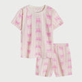 Pink Bow Cotton Shorts Set