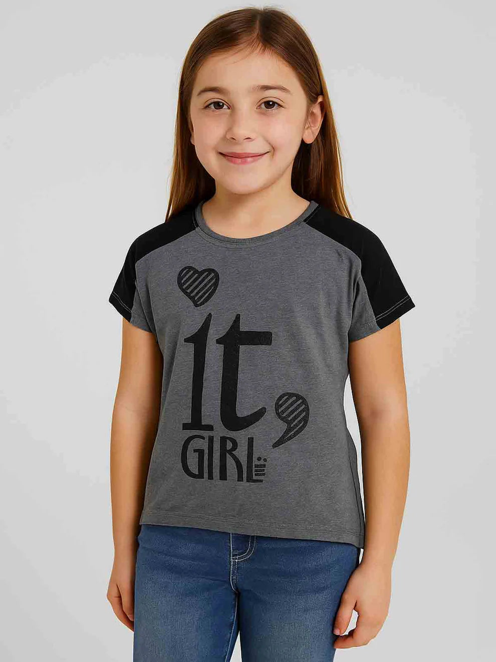 Cotton Dark Grey Glitter Tee