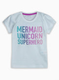 Cotton Light Grey Mermaid/Unicorn Glitter Tee