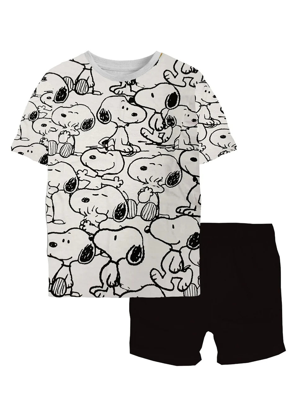 Peanuts Black Cotton Shorts Set