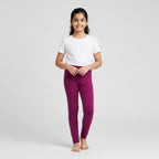 Purple leggings on a white background