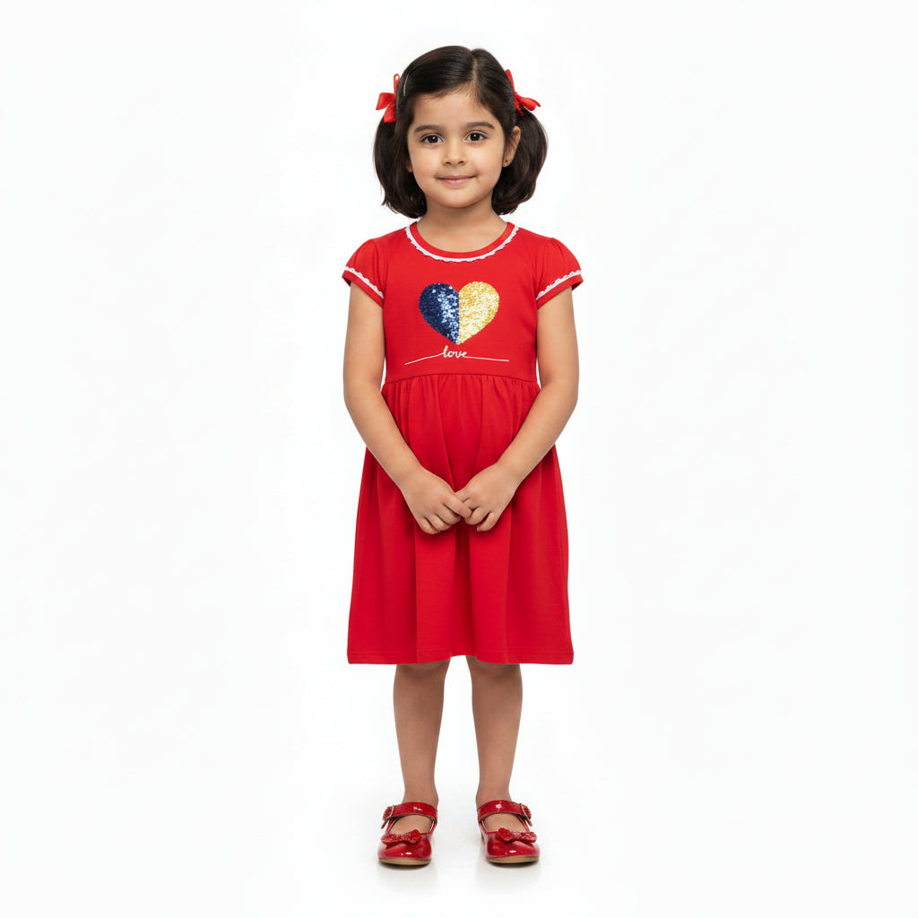 Red Glitter Heart Dress