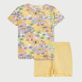 Floral Yellow Cotton Shorts Set