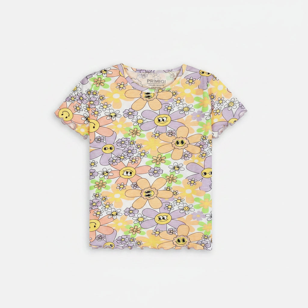 Floral Yellow Cotton Shorts Set