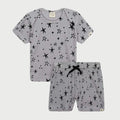 Grey Bow Cotton Shorts Set
