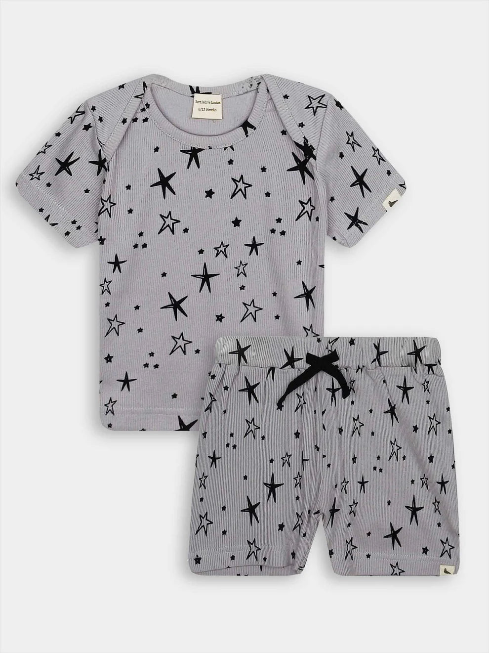 Grey Bow Cotton Shorts Set