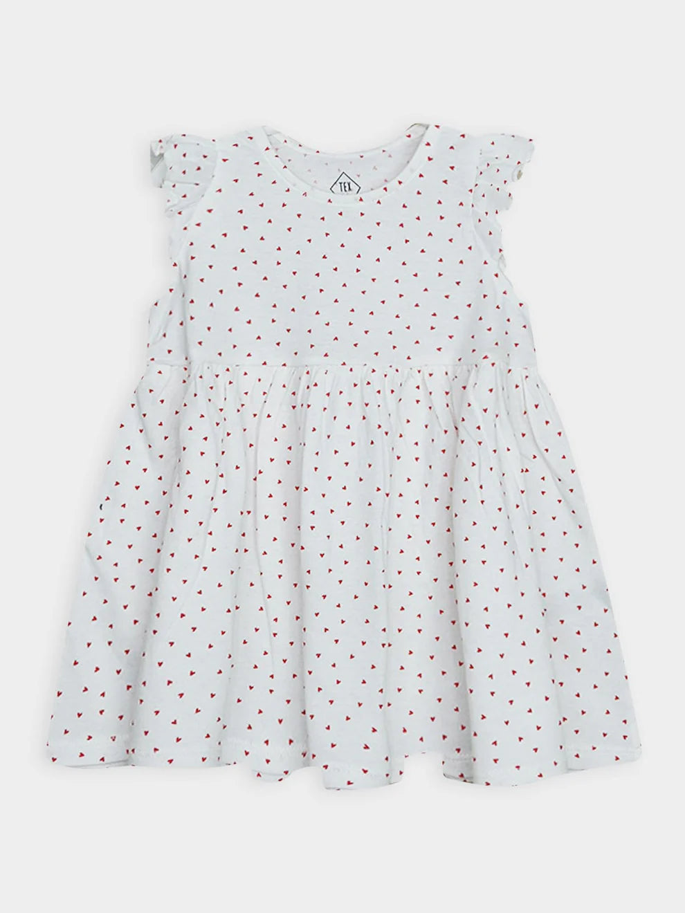 Soft Cotton Heart Polka Dot White Dress