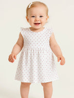 Soft Cotton Heart Polka Dot White Dress