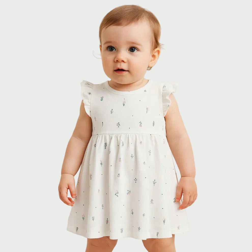 Soft Cotton White Floral Dress