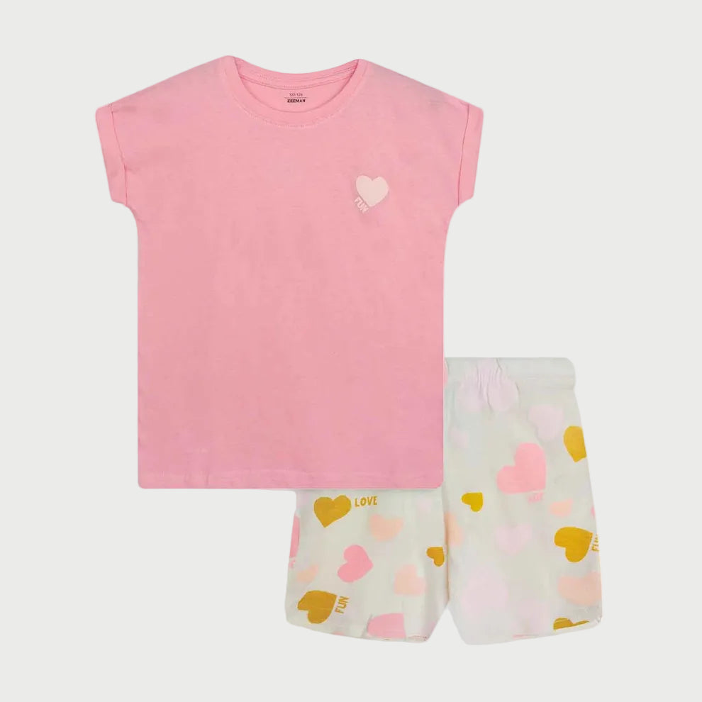 Light Pink Cotton Shorts Set