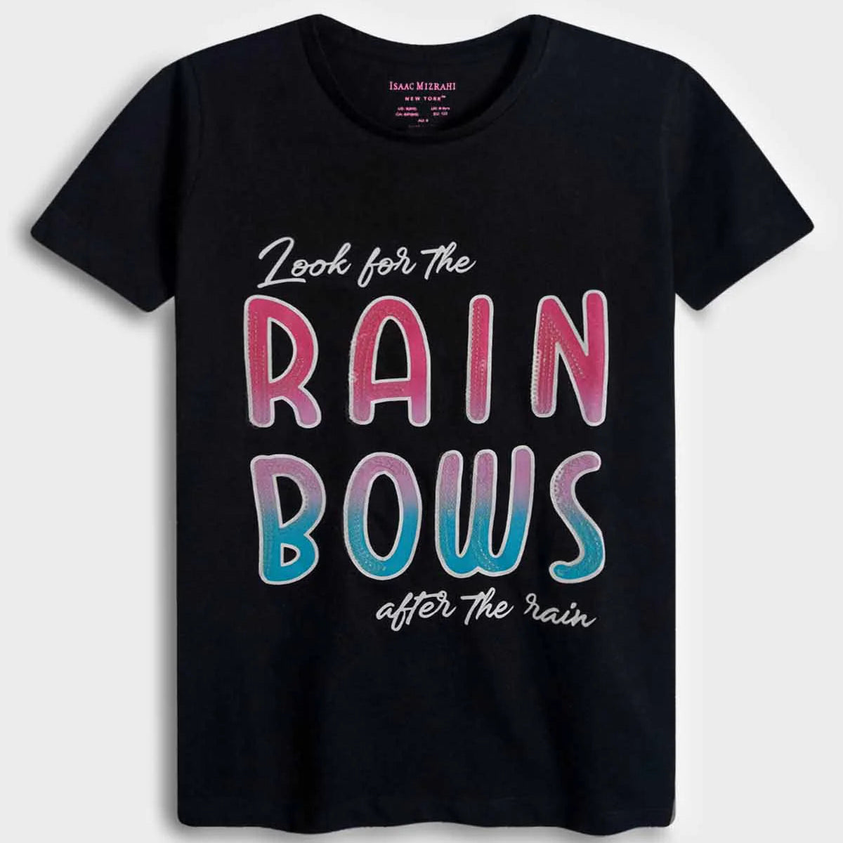 Cotton Rainbow Glitter Black Top