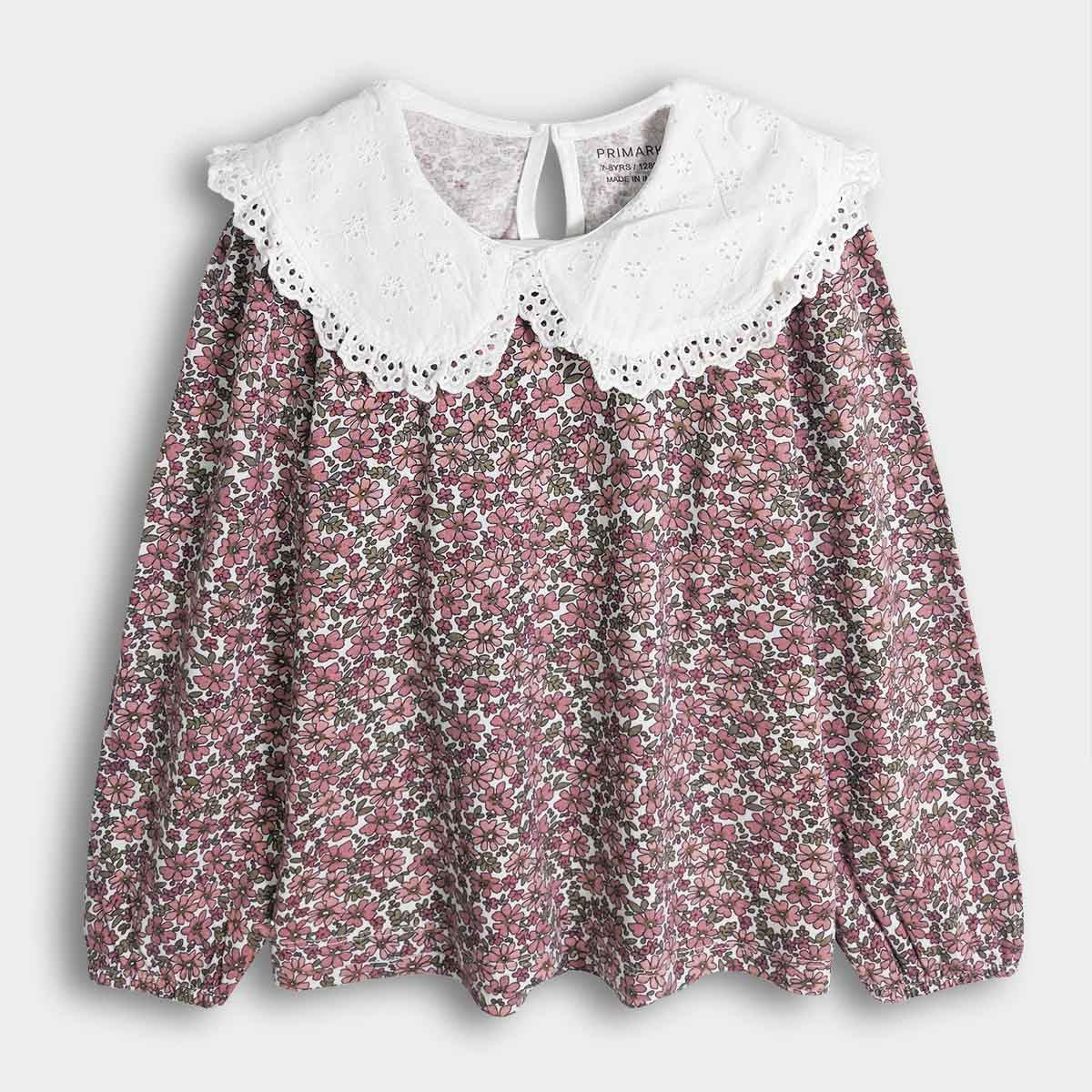 Crochet Peter Pan Collar Floral Cotton Top