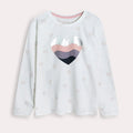 Soft Cotton Full Sleeves Shiny Heart White Tee