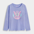 Soft Cotton Full Sleeves Butterfly Lilac Tee