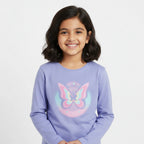 Soft Cotton Full Sleeves Butterfly Lilac Tee