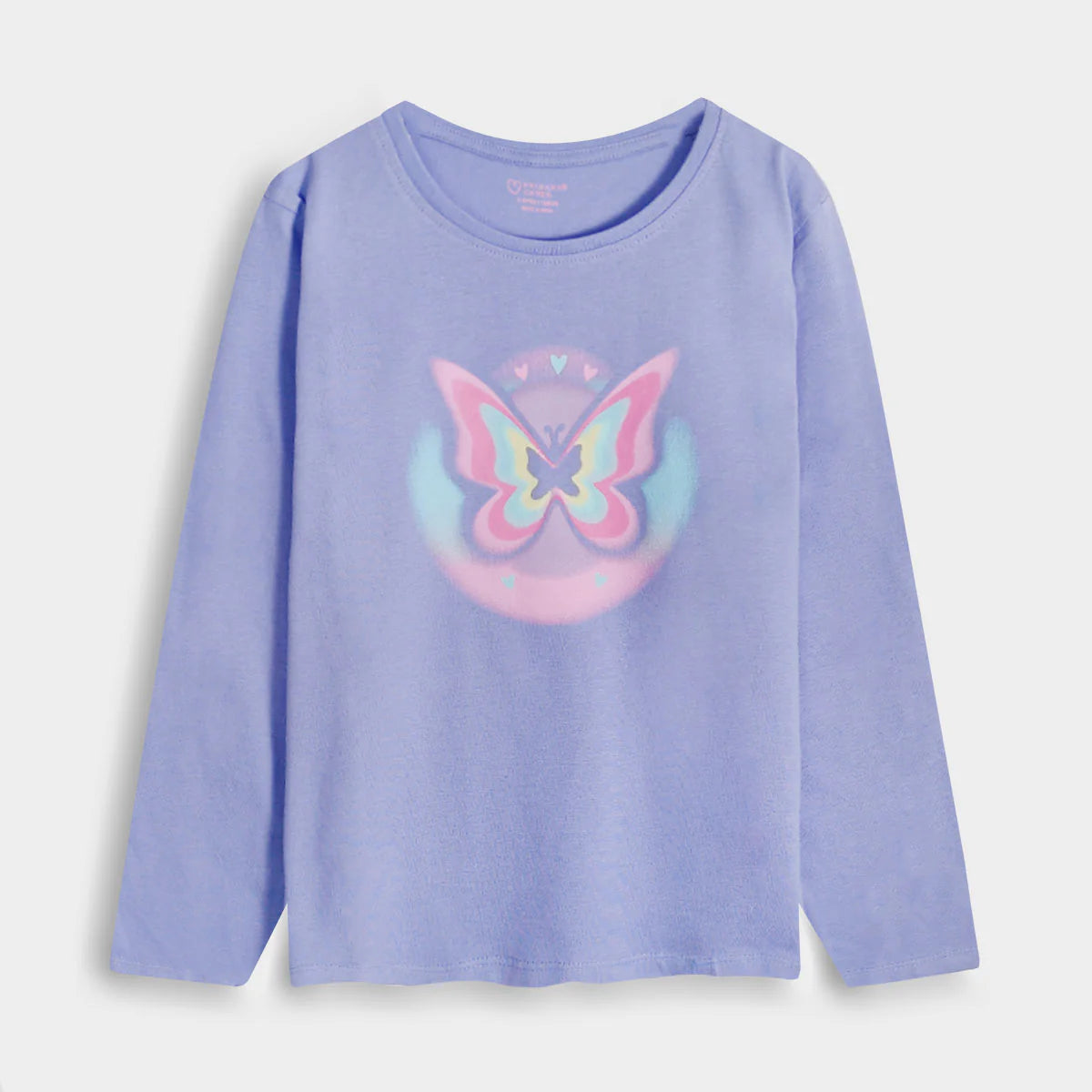 Soft Cotton Full Sleeves Butterfly Lilac Tee