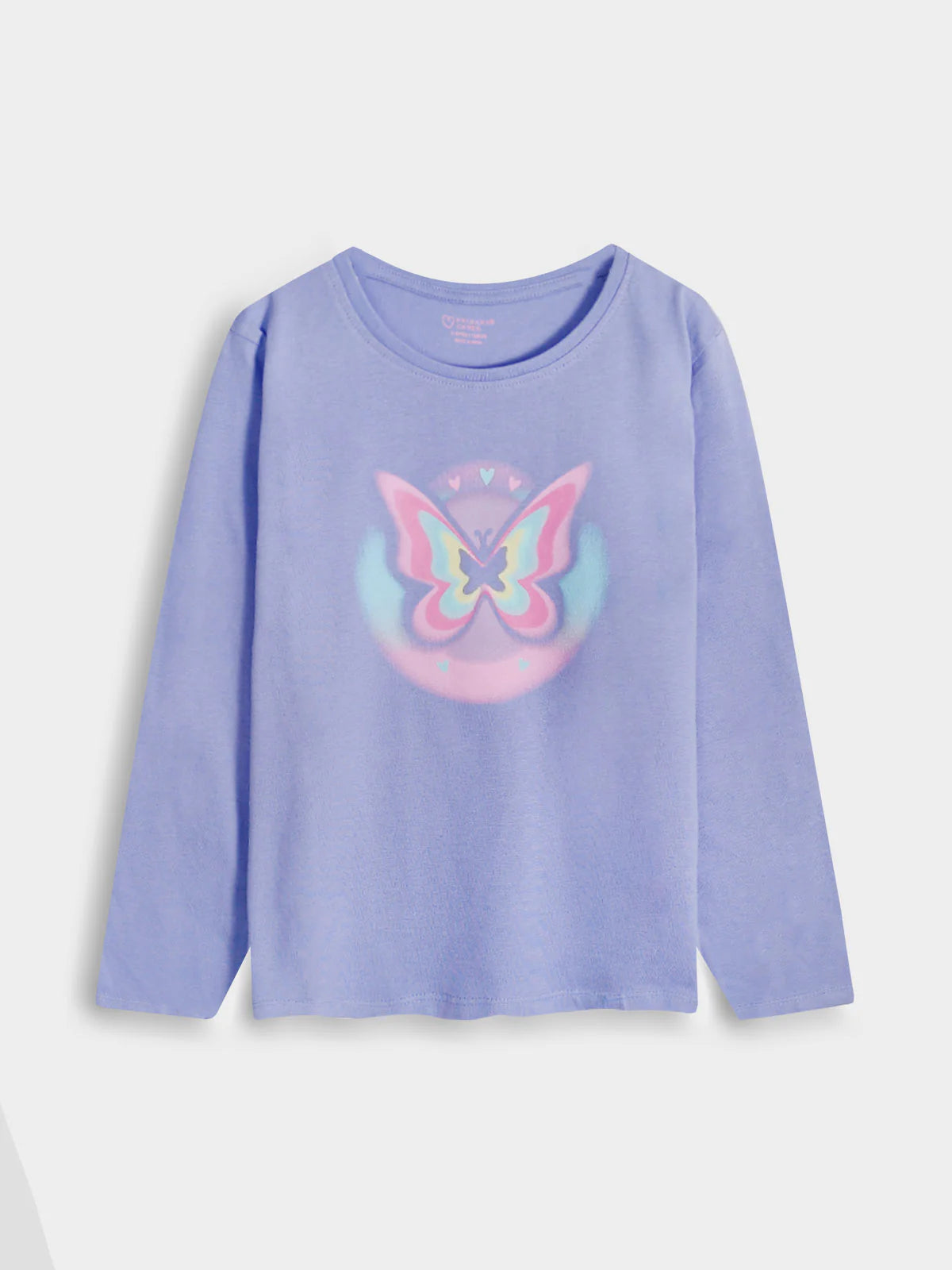 Soft Cotton Full Sleeves Butterfly Lilac Tee