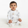 Soft Cotton Starry White Double Zip Sleepsuit