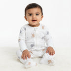 Soft Cotton Starry White Double Zip Sleepsuit