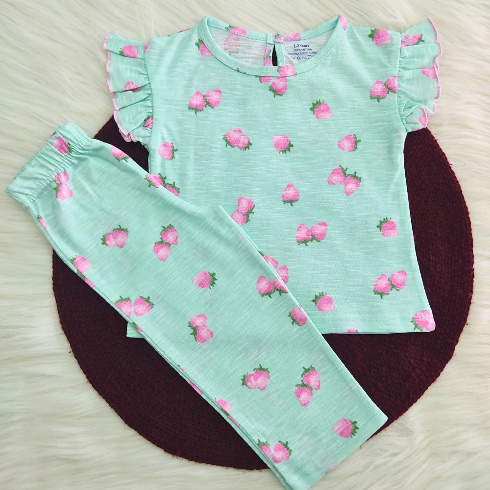 Green Strawberry Frill Co-ord Set